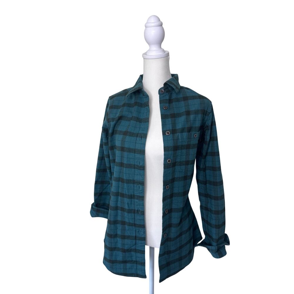 FILSON 100% Cotton Plaid Button Down Green Black Size XS